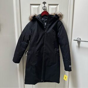 NWT Eddie Bauer Women's Black Hooded Down Stadium Parka Size Small